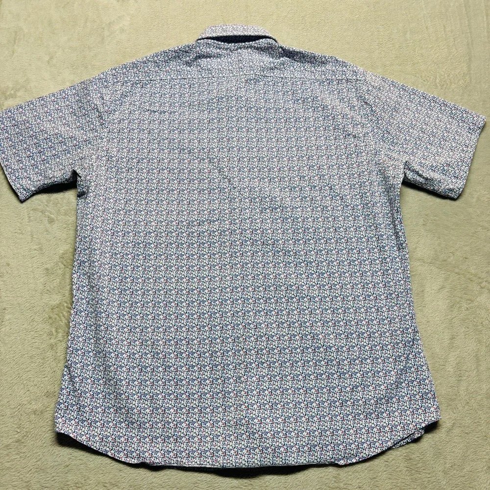 Tailorbyrd Button Up Shirt Golf Casual 100% Cotton All Over Pattern Mens XL Blue